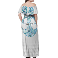 Queensland Maori Kiwi Personalised Off Shoulder Maxi Dress Ma Kakariki Papua Shell Maori Tribal Tattoo LT9 - Polynesian Pride