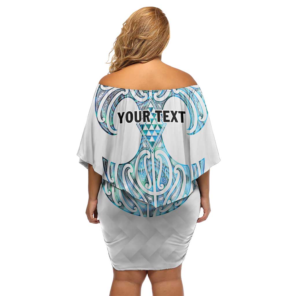 Queensland Maori Kiwi Personalised Off Shoulder Short Dress Ma Kakariki Papua Shell Maori Tribal Tattoo LT9 - Polynesian Pride