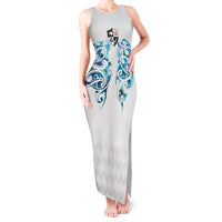 Queensland Maori Kiwi Personalised Tank Maxi Dress Ma Kakariki Papua Shell Maori Tribal Tattoo LT9 Women White - Polynesian Pride