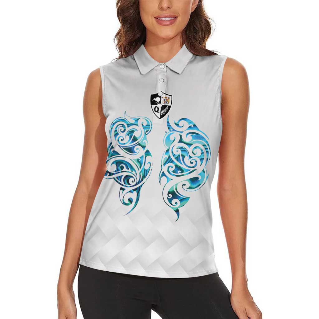 Queensland Maori Kiwi Personalised Women Sleeveless Polo Shirt Ma Kakariki Papua Shell Maori Tribal Tattoo LT9 - Polynesian Pride