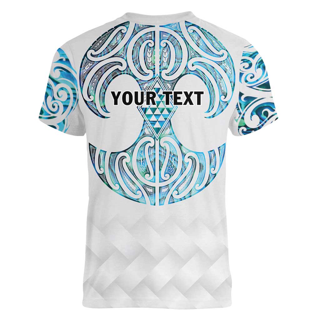 Queensland Maori Kiwi Personalised Women V-Neck T-Shirt Ma Kakariki Papua Shell Maori Tribal Tattoo LT9 - Polynesian Pride