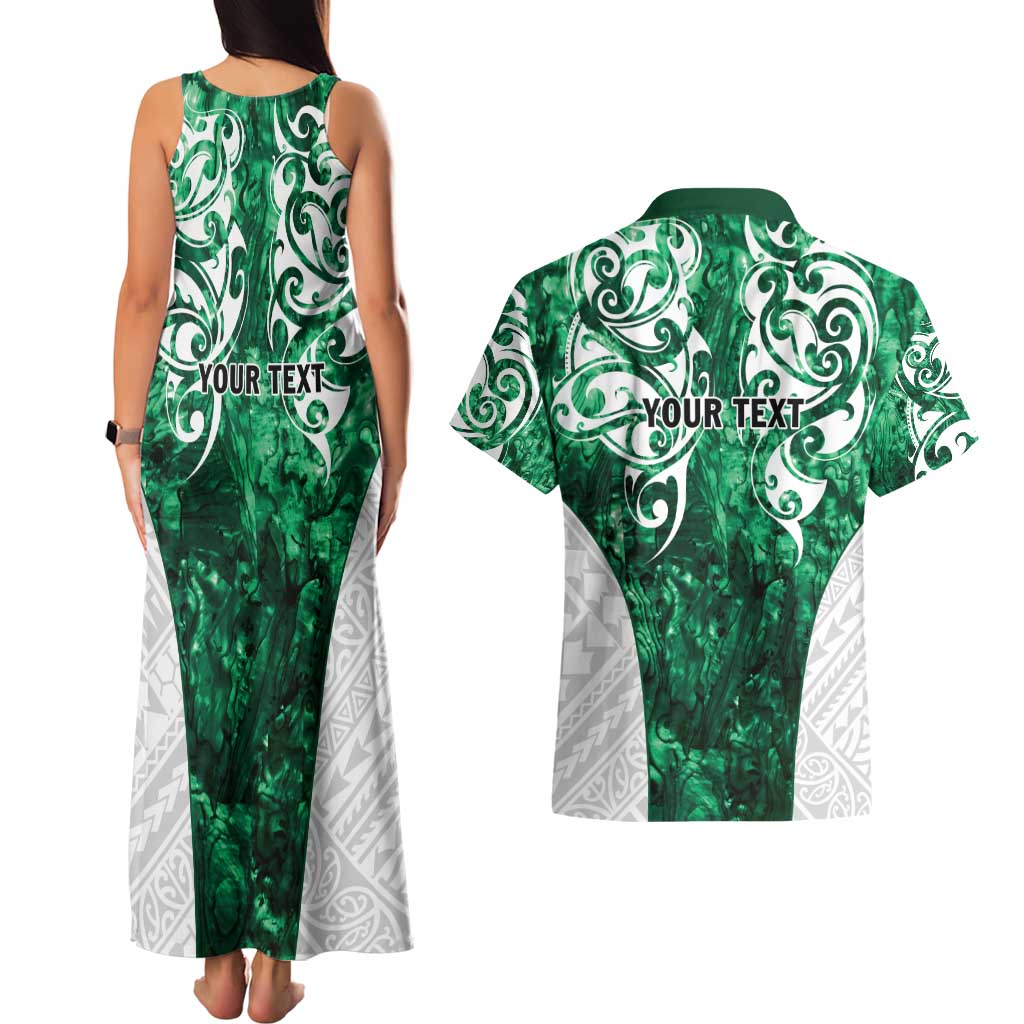 Queensland Maori Kiwi Personalised Couples Matching Tank Maxi Dress and Hawaiian Shirt Kikirangi Papua Shell Maori Tribal Tattoo LT9 - Polynesian Pride