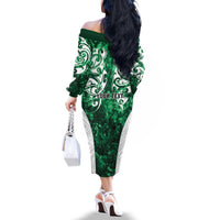 Queensland Maori Kiwi Personalised Family Matching Off The Shoulder Long Sleeve Dress and Hawaiian Shirt Kikirangi Papua Shell Maori Tribal Tattoo