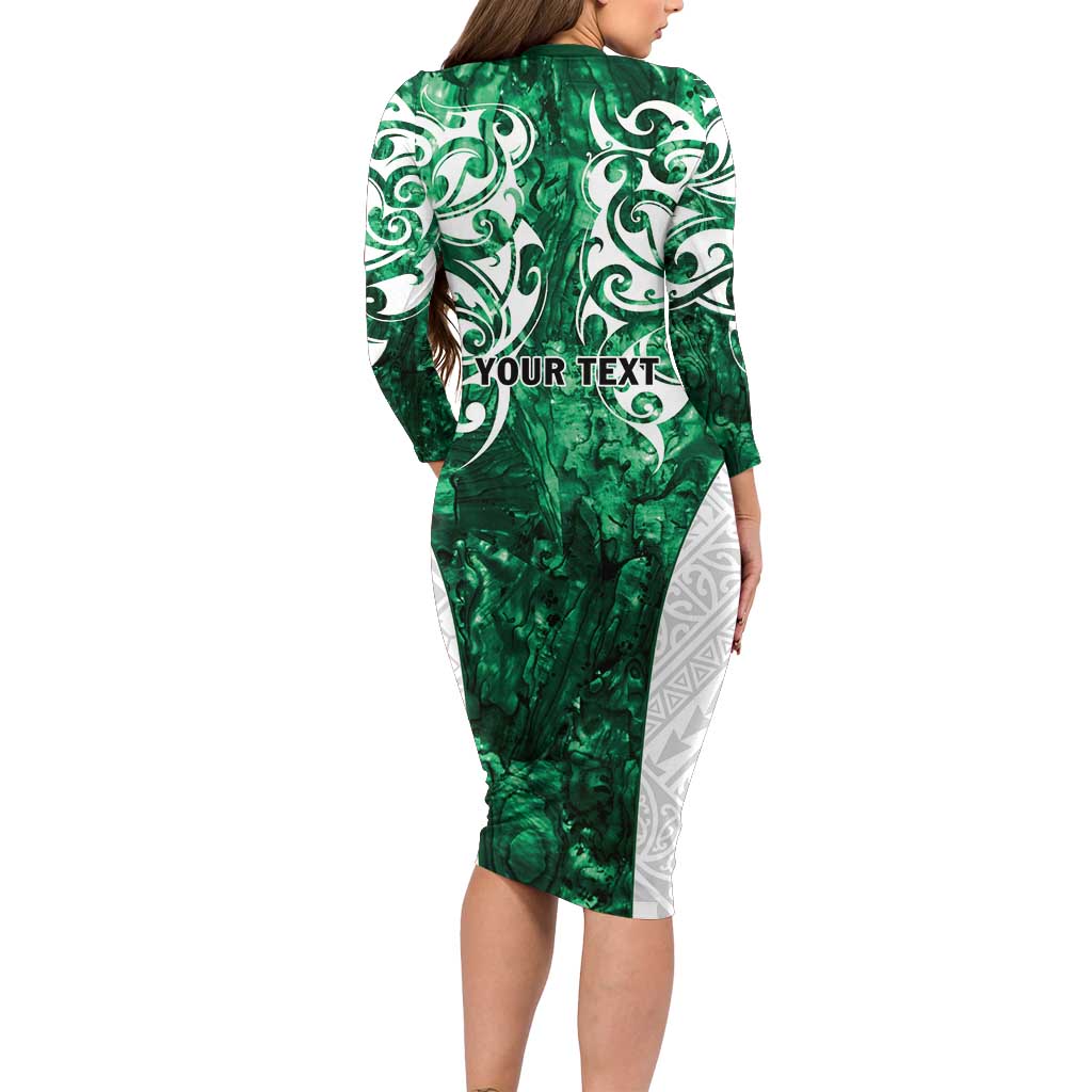 Queensland Maori Kiwi Personalised Long Sleeve Bodycon Dress Kikirangi Papua Shell Maori Tribal Tattoo