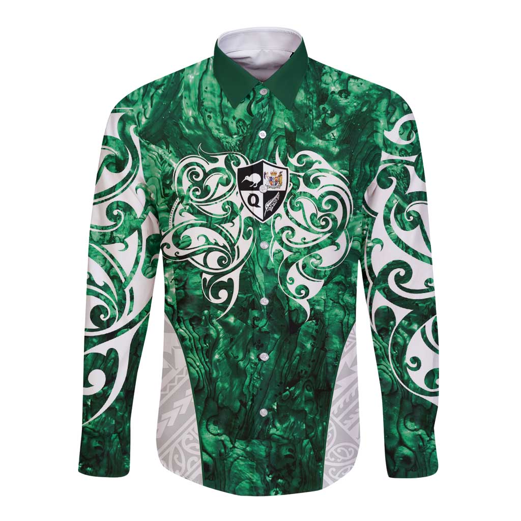 Queensland Maori Kiwi Personalised Long Sleeve Button Shirt Kikirangi Papua Shell Maori Tribal Tattoo