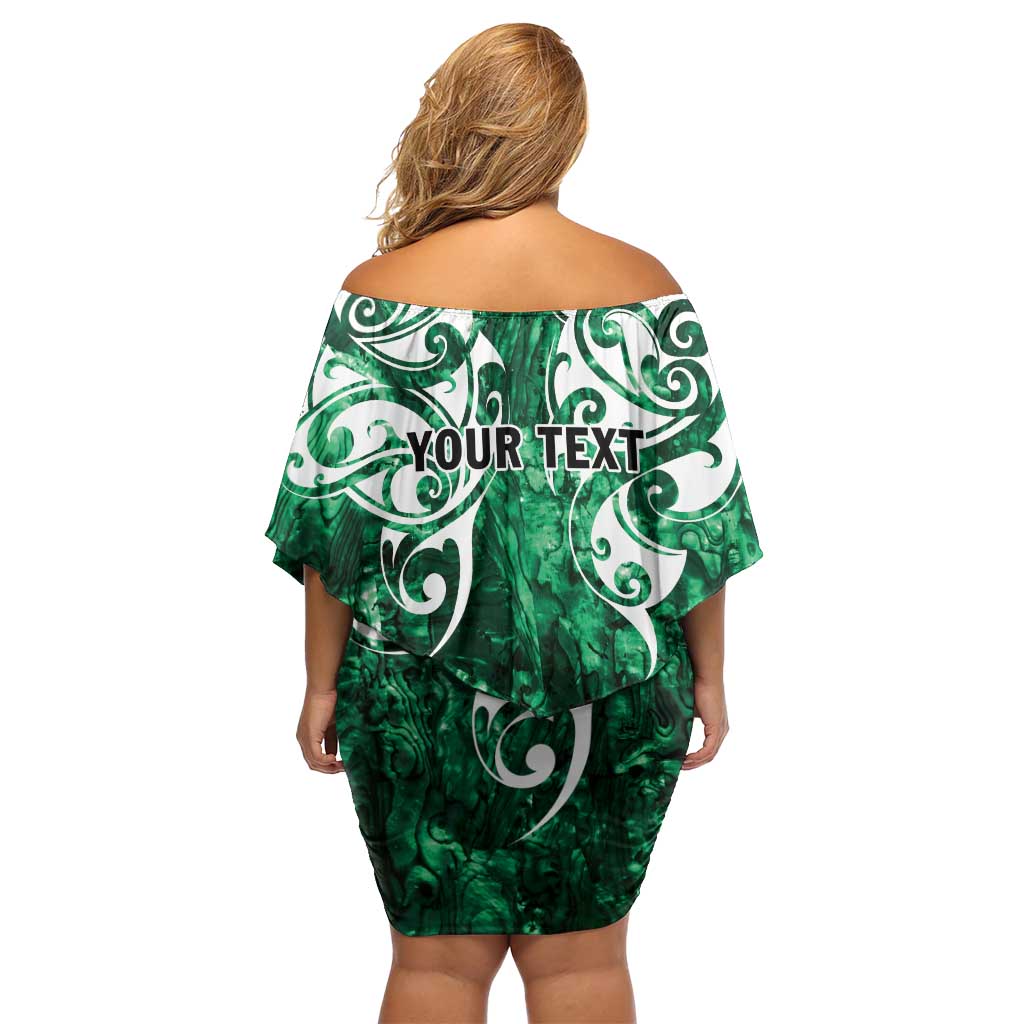Queensland Maori Kiwi Personalised Off Shoulder Short Dress Kikirangi Papua Shell Maori Tribal Tattoo LT9 - Polynesian Pride
