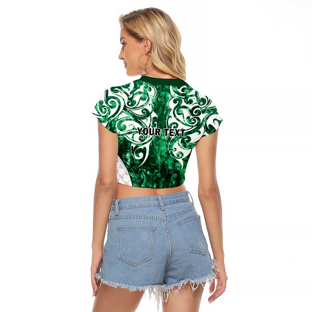 Queensland Maori Kiwi Personalised Raglan Cropped T Shirt Kikirangi Papua Shell Maori Tribal Tattoo LT9 - Polynesian Pride