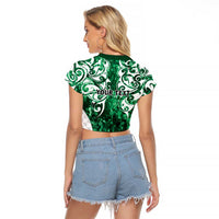 Queensland Maori Kiwi Personalised Raglan Cropped T Shirt Kikirangi Papua Shell Maori Tribal Tattoo LT9 - Polynesian Pride