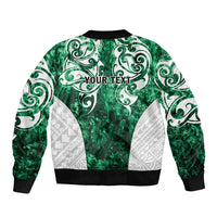 Queensland Maori Kiwi Personalised Sleeve Zip Bomber Jacket Kikirangi Papua Shell Maori Tribal Tattoo LT9 - Polynesian Pride