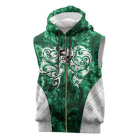 Queensland Maori Kiwi Personalised Sleeveless Zip Hoodie Kikirangi Papua Shell Maori Tribal Tattoo - Polynesian Pride