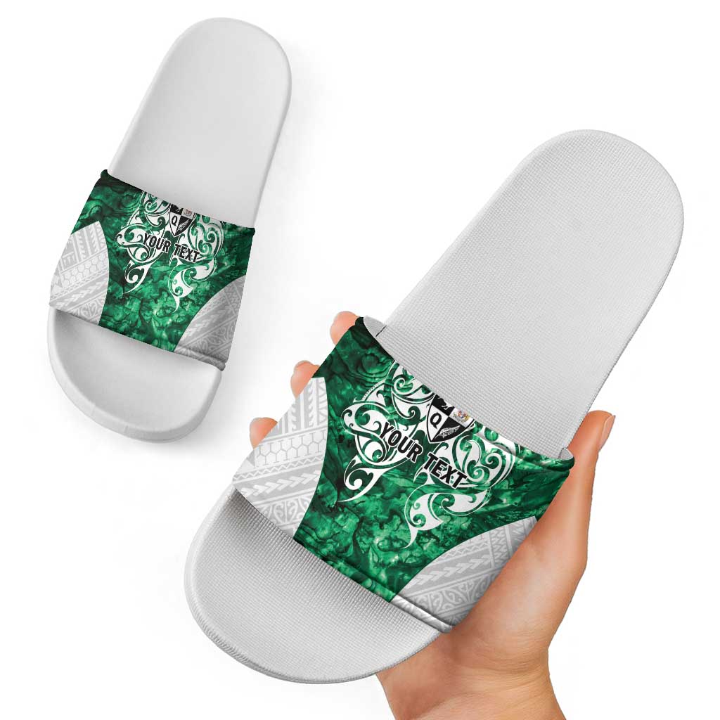 Queensland Maori Kiwi Personalised Slide Sandals Kikirangi Papua Shell Maori Tribal Tattoo - Polynesian Pride