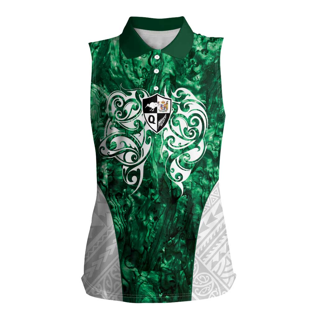 Queensland Maori Kiwi Personalised Women Sleeveless Polo Shirt Kikirangi Papua Shell Maori Tribal Tattoo