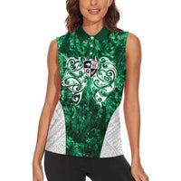Queensland Maori Kiwi Personalised Women Sleeveless Polo Shirt Kikirangi Papua Shell Maori Tribal Tattoo LT9 - Polynesian Pride