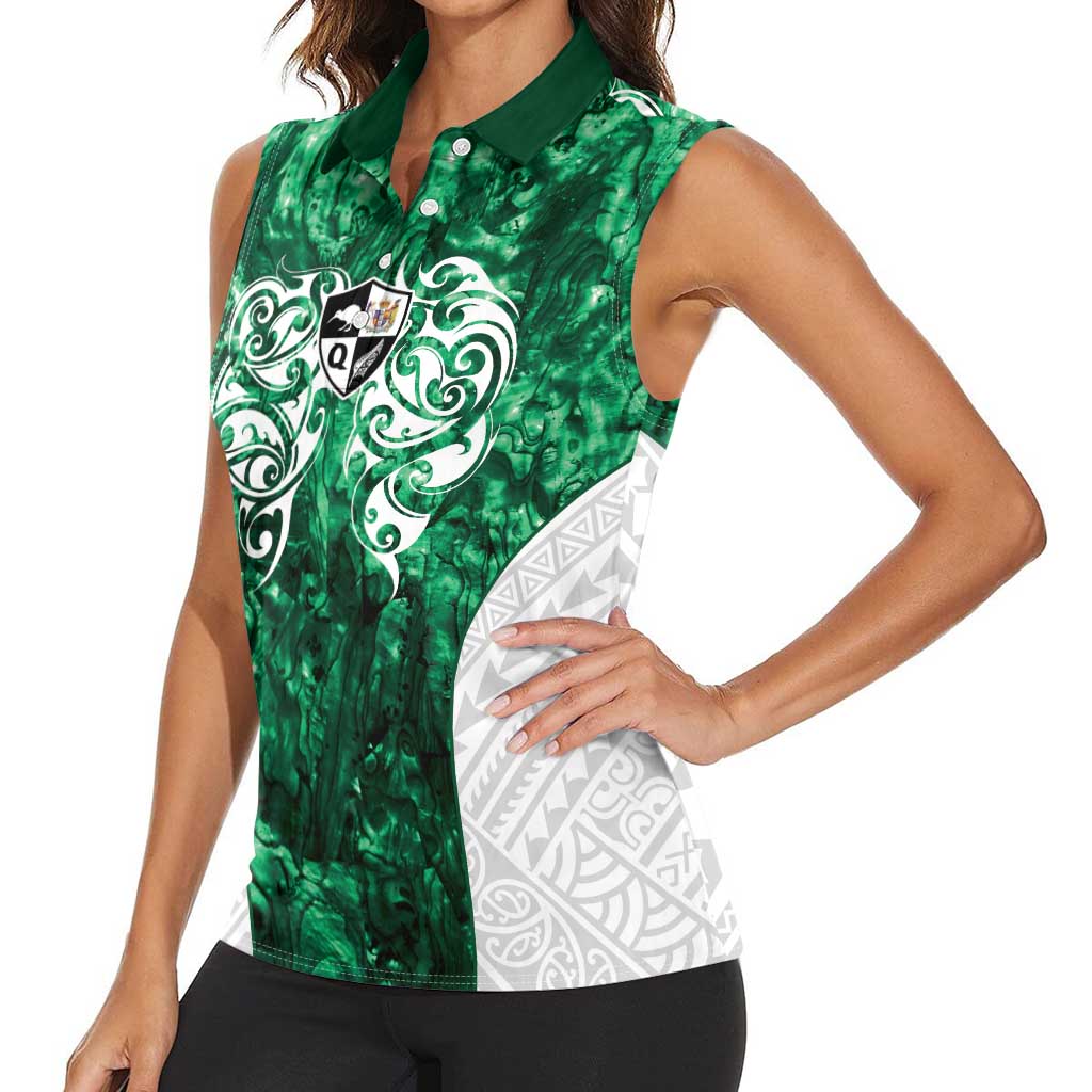 Queensland Maori Kiwi Personalised Women Sleeveless Polo Shirt Kikirangi Papua Shell Maori Tribal Tattoo LT9 - Polynesian Pride