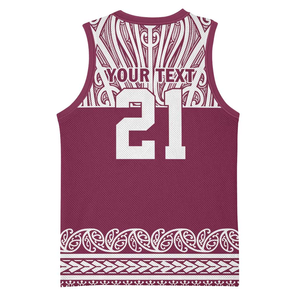 Queensland Maori Nga Hau E Wha Custom Basketball Jersey Polynesian Maori Tribal Pattern - Polynesian Pride
