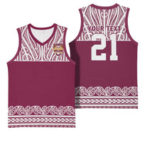 Queensland Maori Nga Hau E Wha Custom Basketball Jersey Polynesian Maori Tribal Pattern - Polynesian Pride