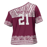 Queensland Maori Nga Hau E Wha Custom Cross Shoulder Shirt Polynesian Maori Tribal Pattern - Polynesian Pride