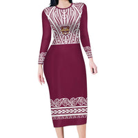 Queensland Maori Nga Hau E Wha Custom Family Matching Long Sleeve Bodycon Dress and Hawaiian Shirt Polynesian Maori Tribal Pattern