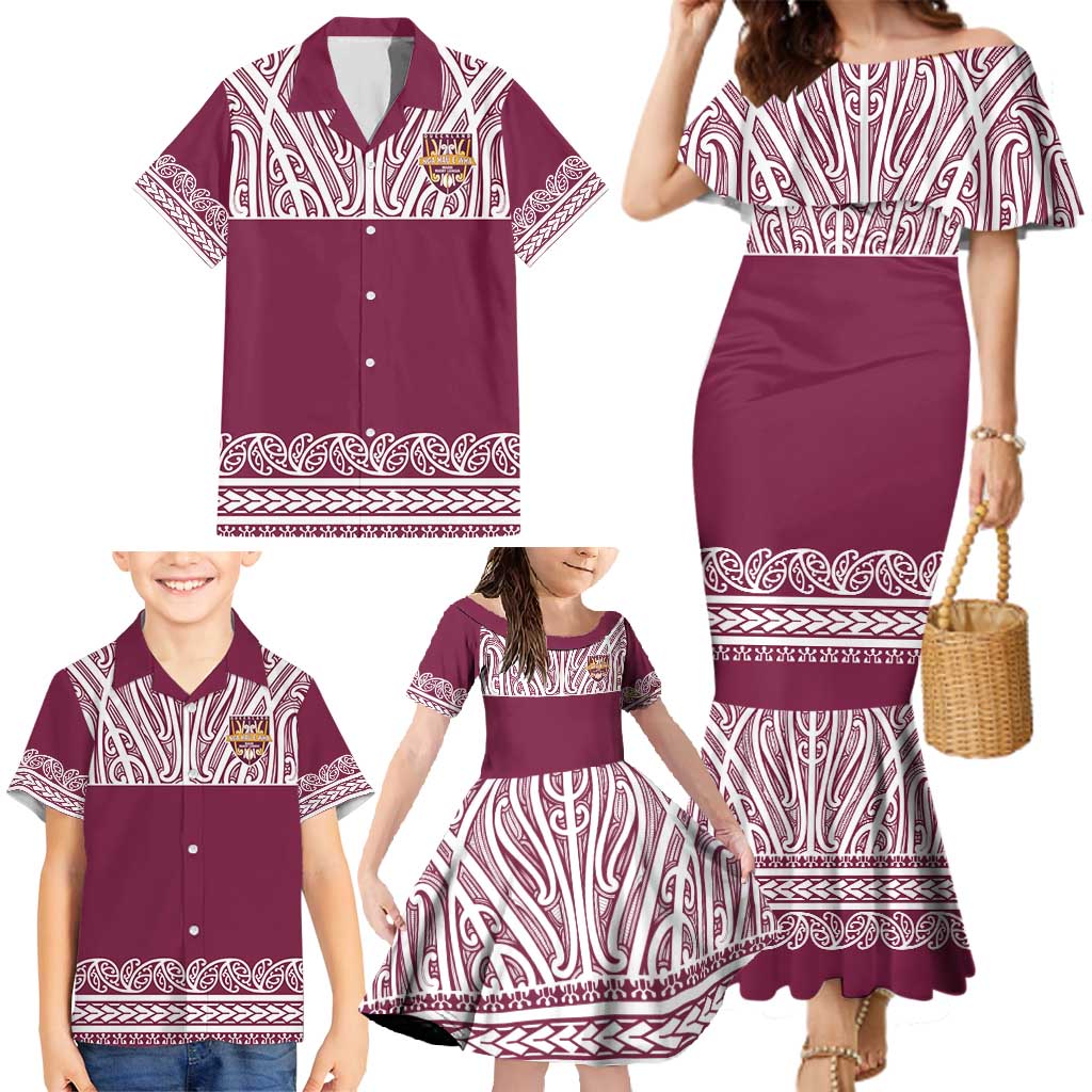 Queensland Maori Nga Hau E Wha Custom Family Matching Mermaid Dress and Hawaiian Shirt Polynesian Maori Tribal Pattern