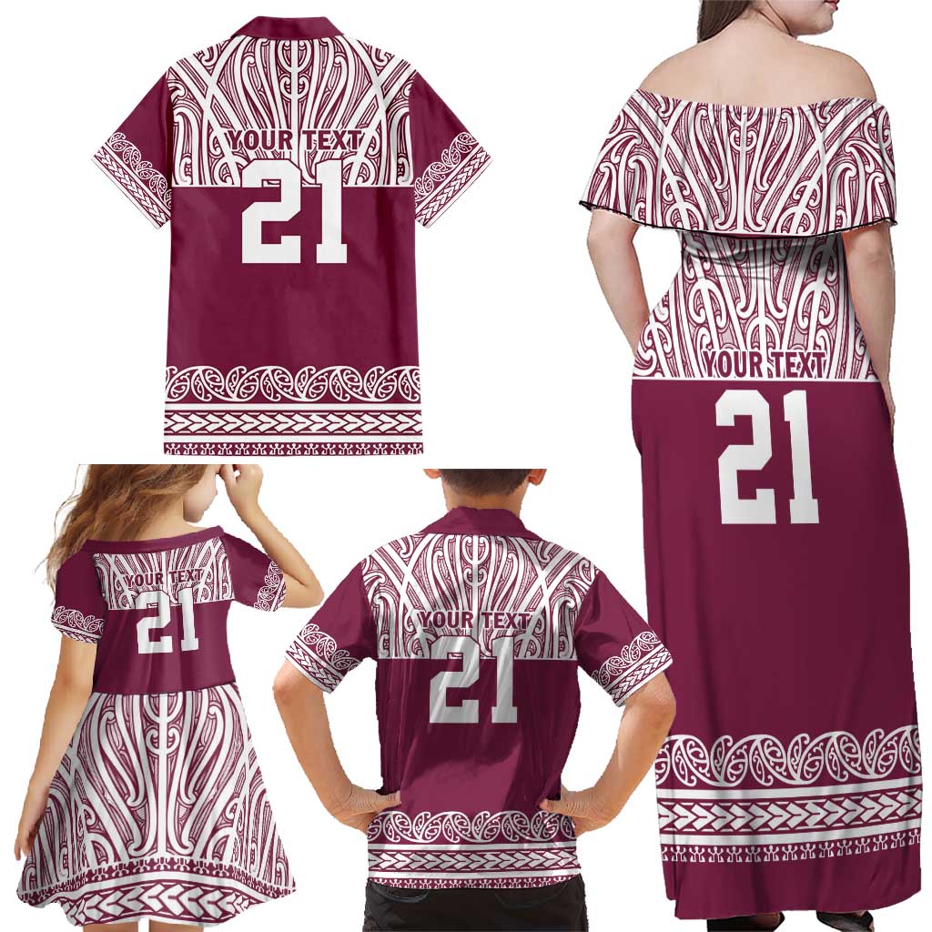 Queensland Maori Nga Hau E Wha Custom Family Matching Off Shoulder Maxi Dress and Hawaiian Shirt Polynesian Maori Tribal Pattern LT9 - Polynesian Pride