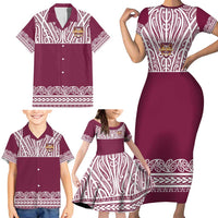 Queensland Maori Nga Hau E Wha Custom Family Matching Short Sleeve Bodycon Dress and Hawaiian Shirt Polynesian Maori Tribal Pattern