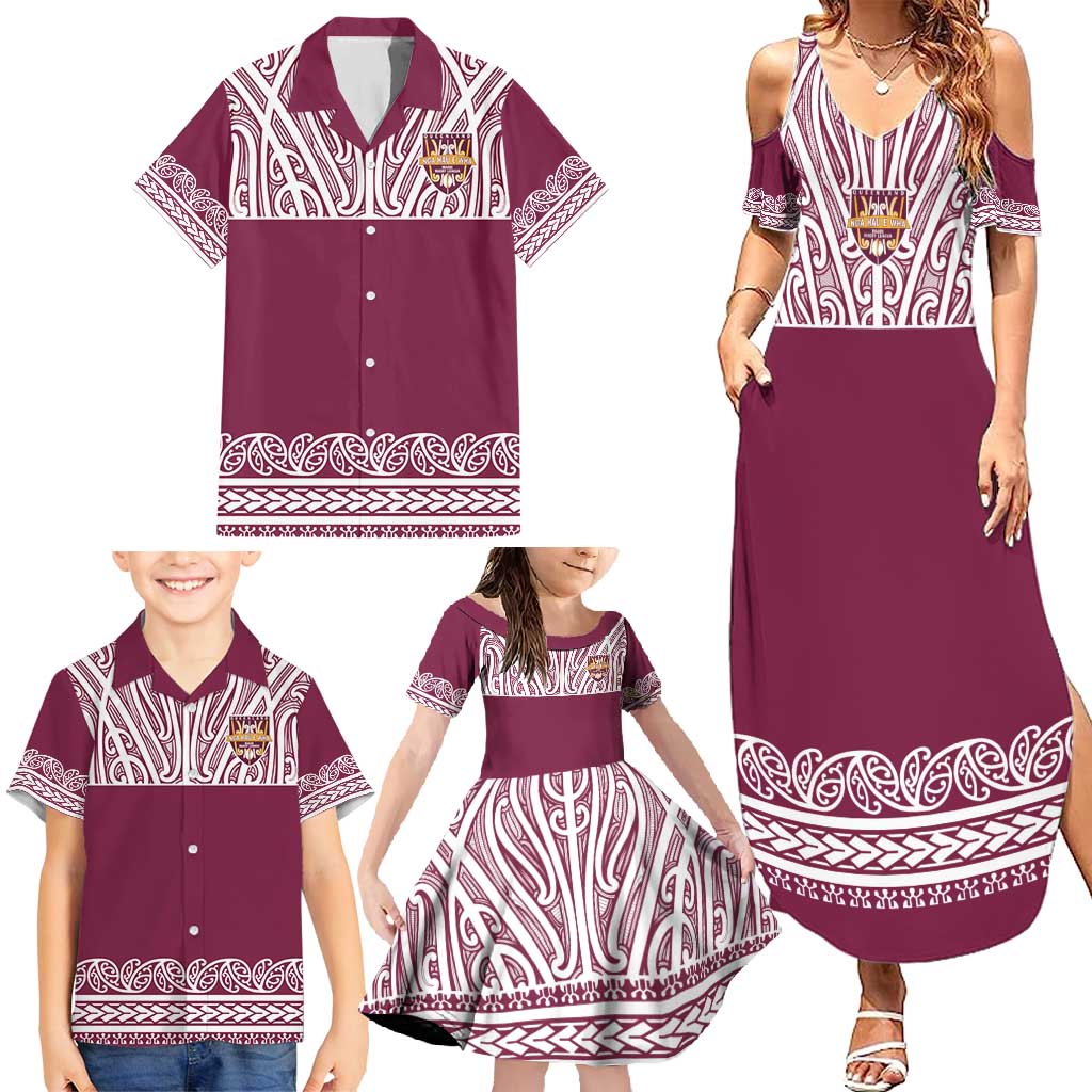 Queensland Maori Nga Hau E Wha Custom Family Matching Summer Maxi Dress and Hawaiian Shirt Polynesian Maori Tribal Pattern LT9 - Polynesian Pride