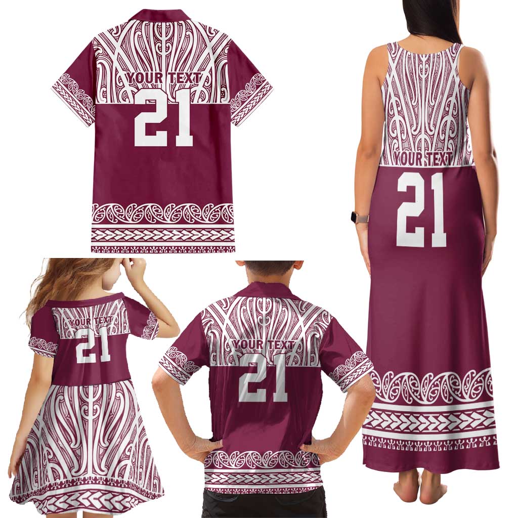 Queensland Maori Nga Hau E Wha Custom Family Matching Tank Maxi Dress and Hawaiian Shirt Polynesian Maori Tribal Pattern