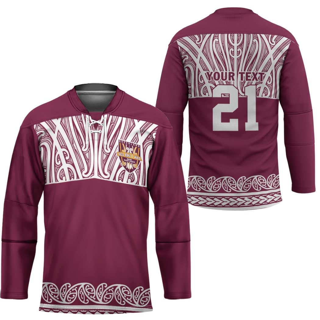 Queensland Maori Nga Hau E Wha Custom Hockey Jersey Polynesian Maori Tribal Pattern - Polynesian Pride