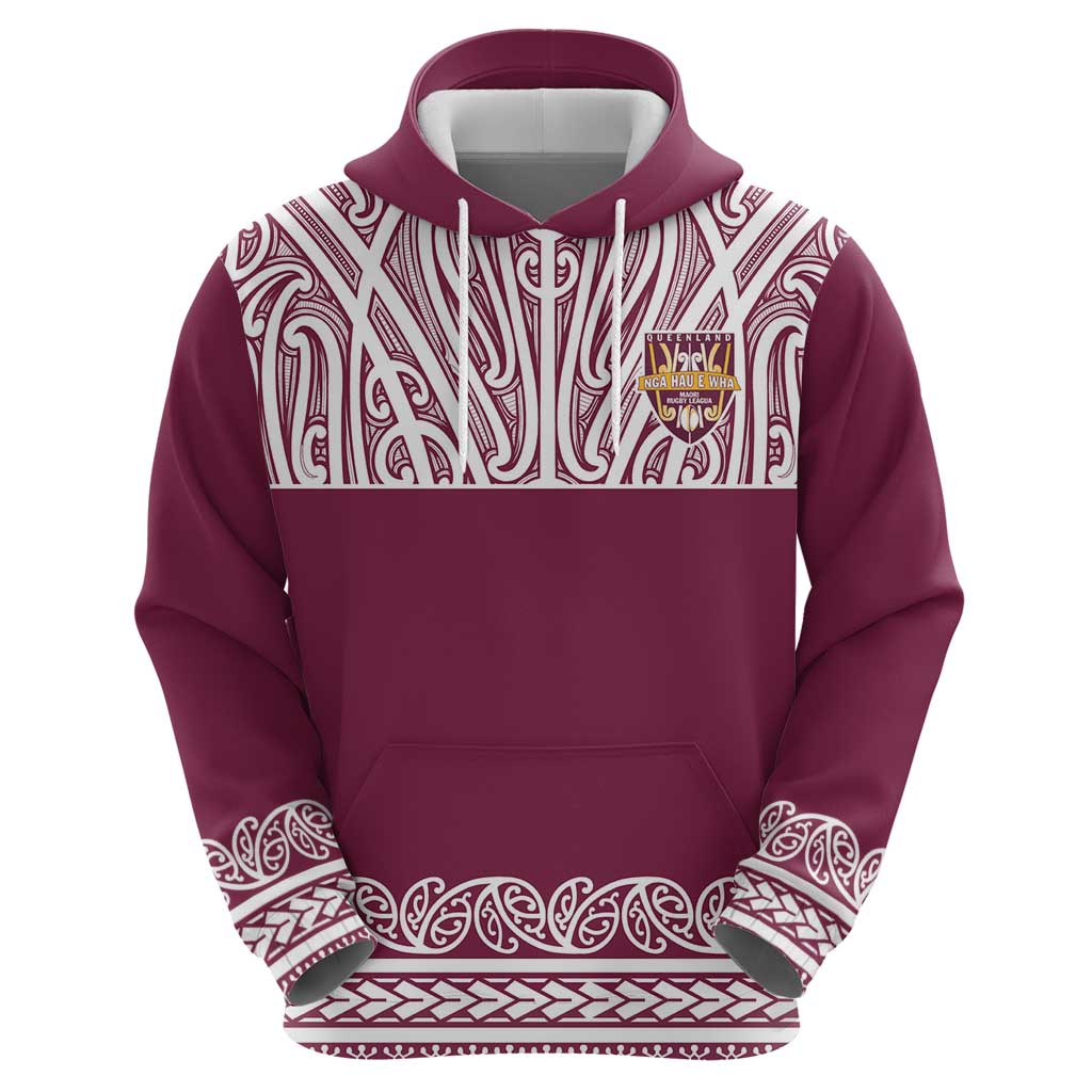 Queensland Maori Nga Hau E Wha Custom Hoodie Polynesian Maori Tribal Pattern