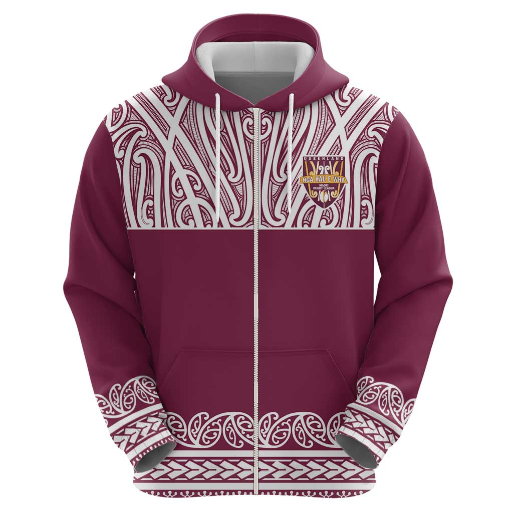 Queensland Maori Nga Hau E Wha Custom Hoodie Polynesian Maori Tribal Pattern