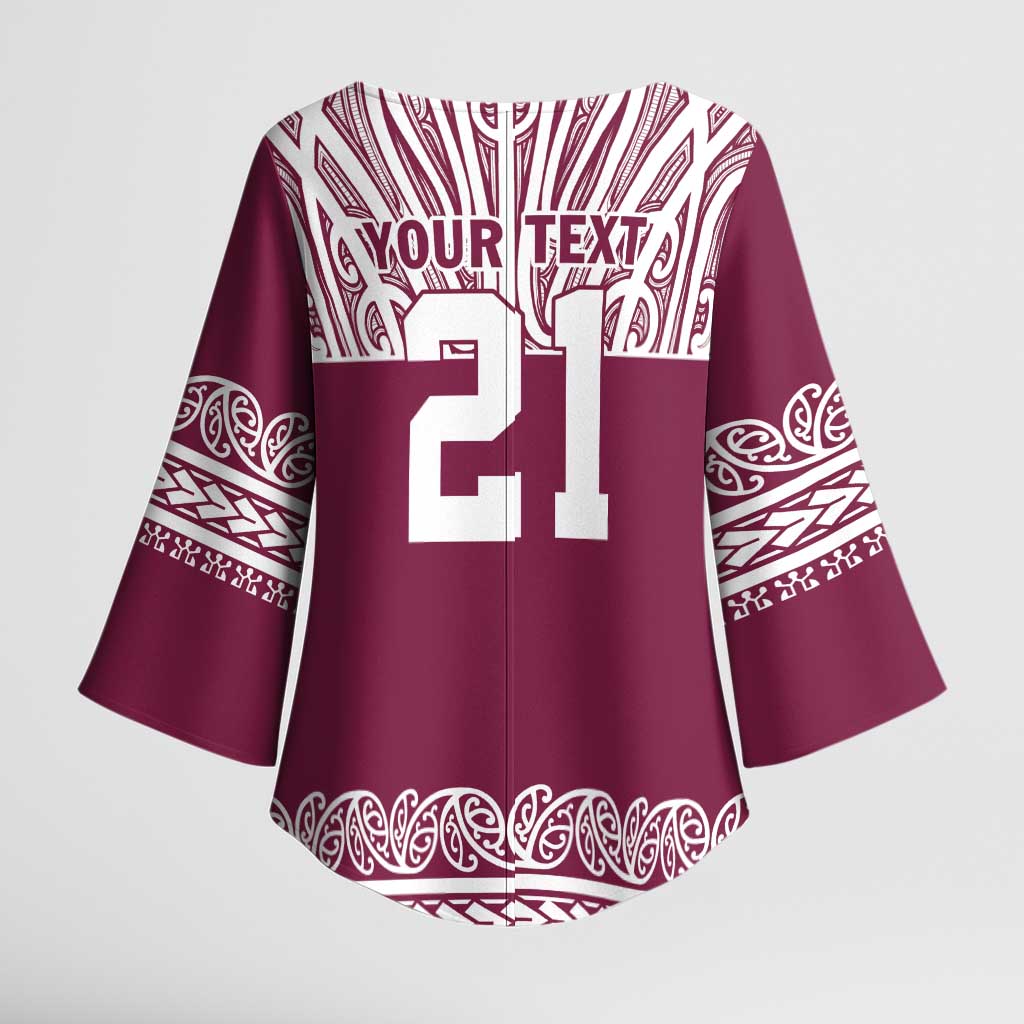 Queensland Maori Nga Hau E Wha Custom Kimono Sleeve Blouse Polynesian Maori Tribal Pattern - Polynesian Pride