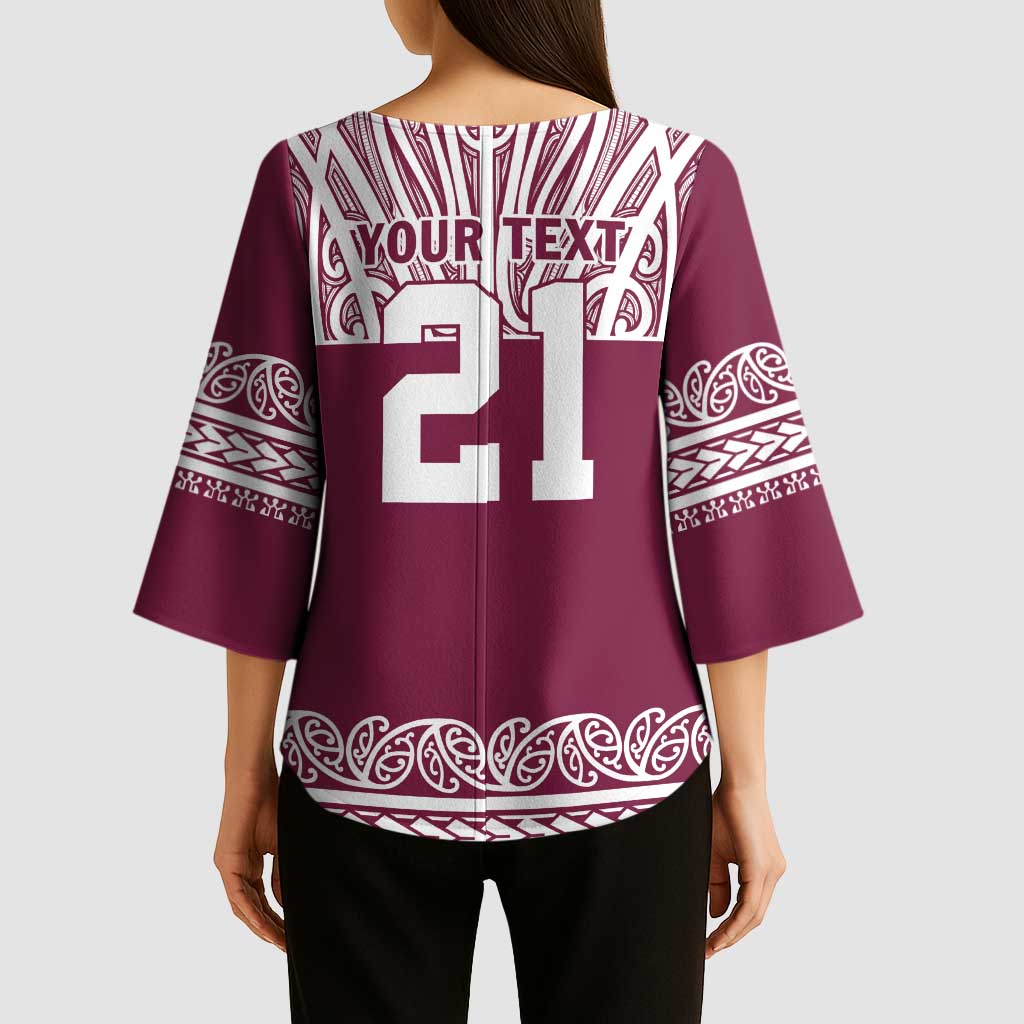 Queensland Maori Nga Hau E Wha Custom Kimono Sleeve Blouse Polynesian Maori Tribal Pattern - Polynesian Pride