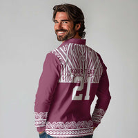 Queensland Maori Nga Hau E Wha Custom Long Sleeve Polo Shirt Polynesian Maori Tribal Pattern