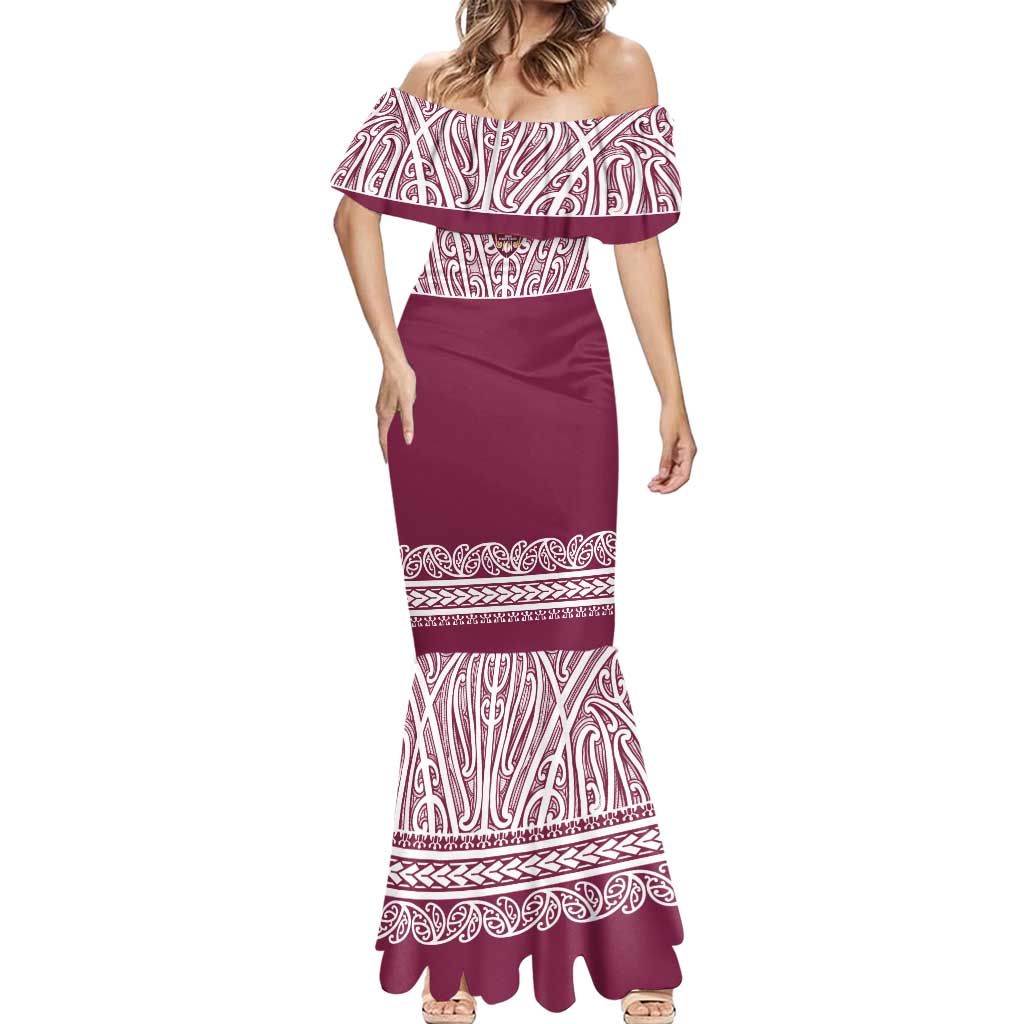 Queensland Maori Nga Hau E Wha Custom Mermaid Dress Polynesian Maori Tribal Pattern