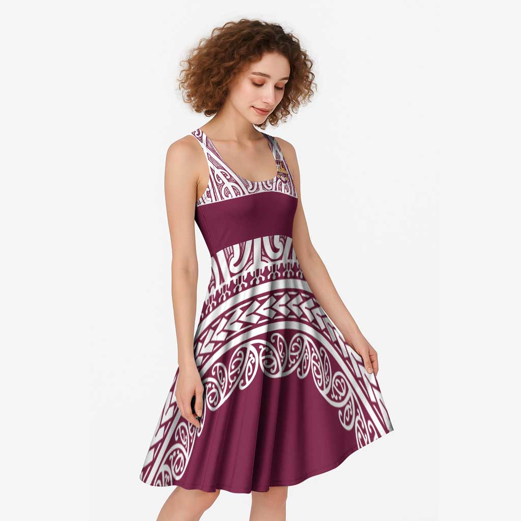 Queensland Maori Nga Hau E Wha Custom Midi Dress Polynesian Maori Tribal Pattern - Polynesian Pride