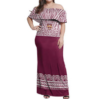 Queensland Maori Nga Hau E Wha Custom Off Shoulder Maxi Dress Polynesian Maori Tribal Pattern