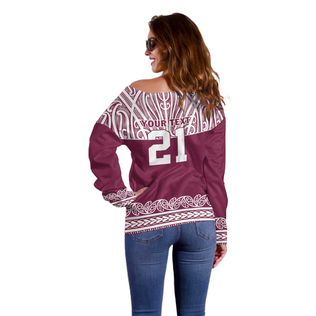 Queensland Maori Nga Hau E Wha Custom Off Shoulder Sweater Polynesian Maori Tribal Pattern