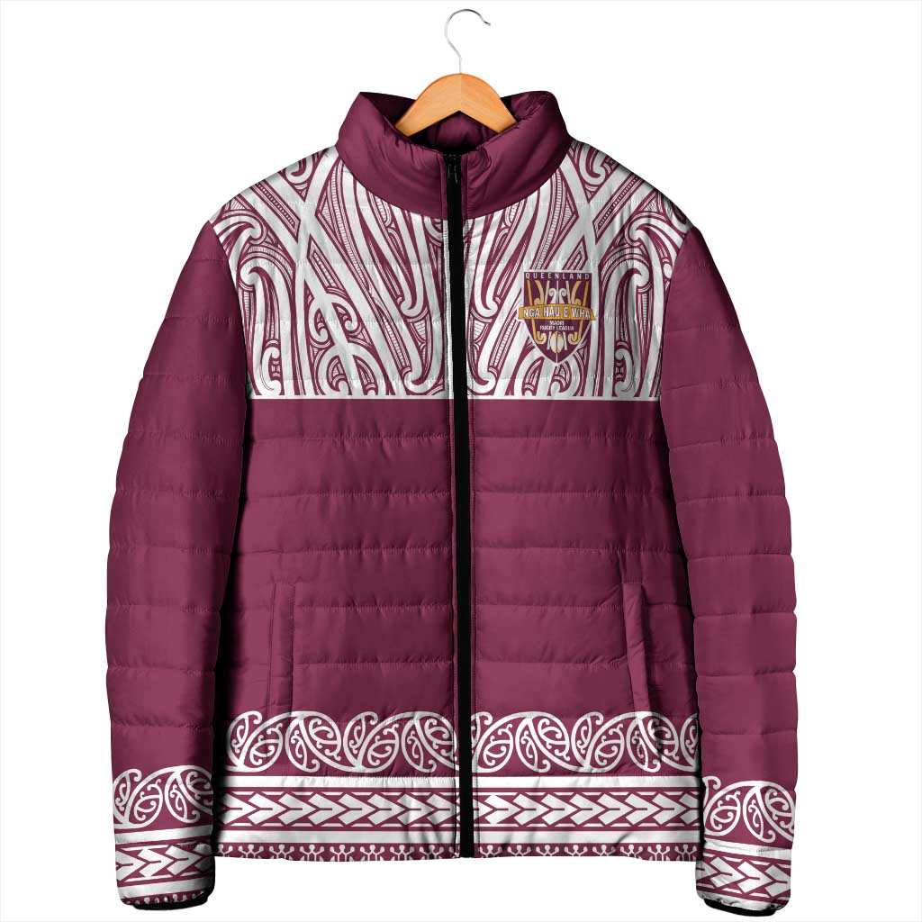 Queensland Maori Nga Hau E Wha Custom Padded Jacket Polynesian Maori Tribal Pattern - Polynesian Pride