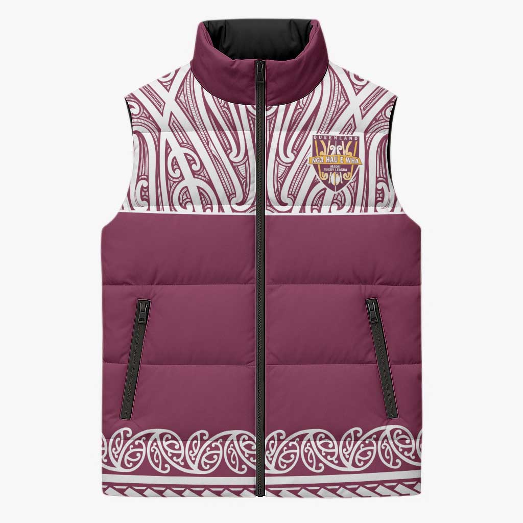 Queensland Maori Nga Hau E Wha Custom Sleeveless Puffer Jacket Polynesian Maori Tribal Pattern - Polynesian Pride