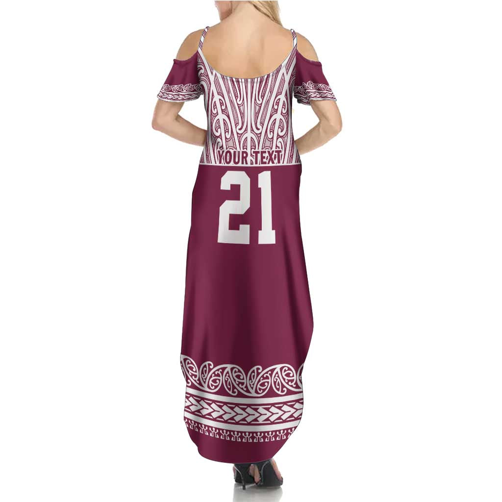 Queensland Maori Nga Hau E Wha Custom Summer Maxi Dress Polynesian Maori Tribal Pattern