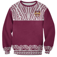 Queensland Maori Nga Hau E Wha Custom Sweatshirt Polynesian Maori Tribal Pattern LT9 Unisex Maroon - Polynesian Pride