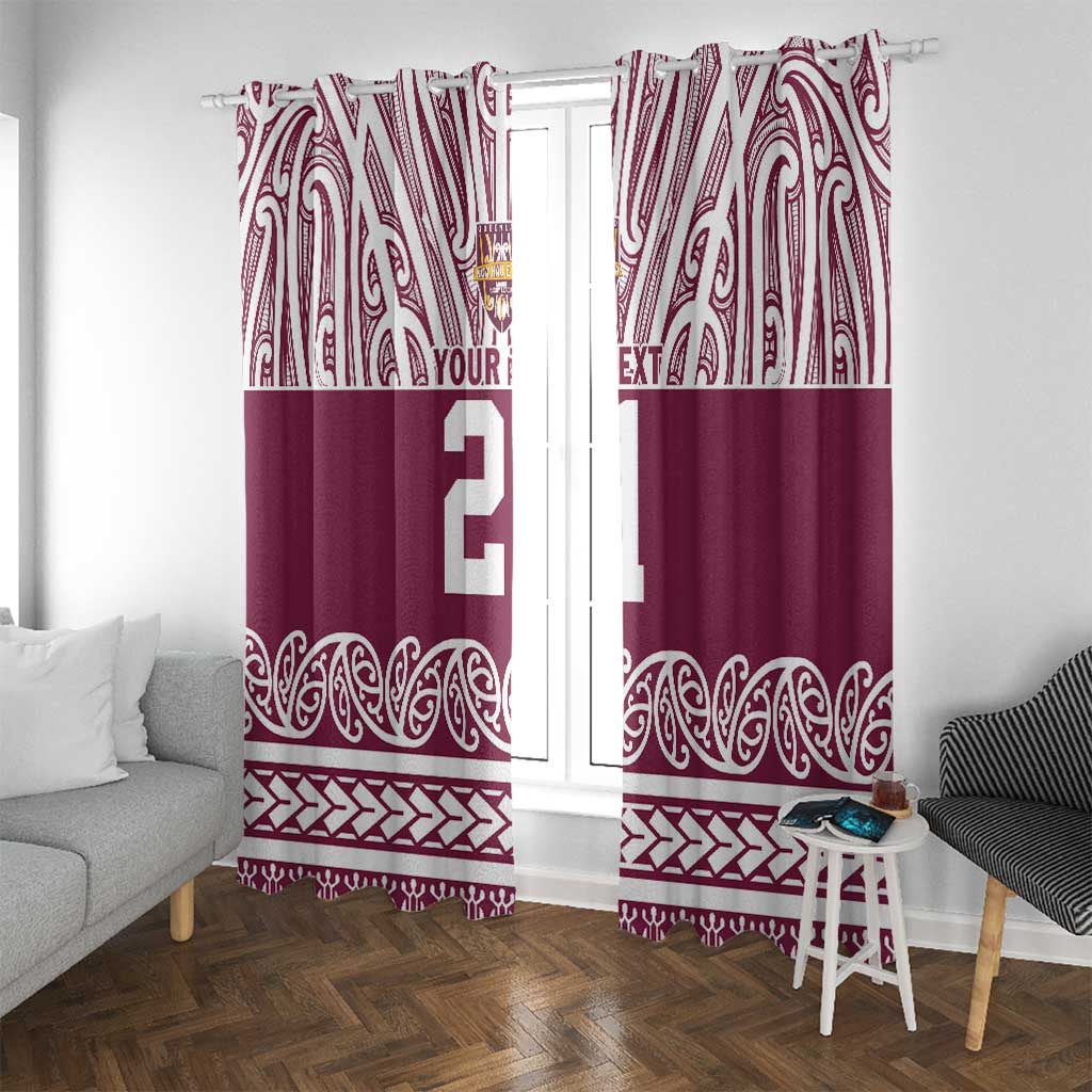 Queensland Maori Nga Hau E Wha Custom Window Curtain Polynesian Maori Tribal Pattern