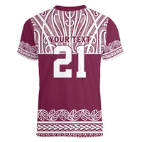 Queensland Maori Nga Hau E Wha Custom Women V-Neck T-Shirt Polynesian Maori Tribal Pattern