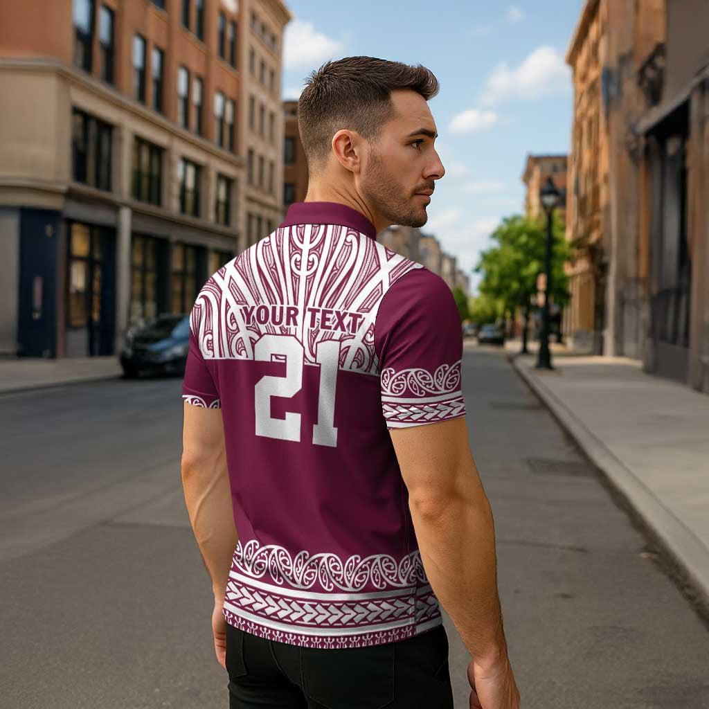 Queensland Maori Nga Hau E Wha Custom Zipper Polo Shirt Polynesian Maori Tribal Pattern - Polynesian Pride