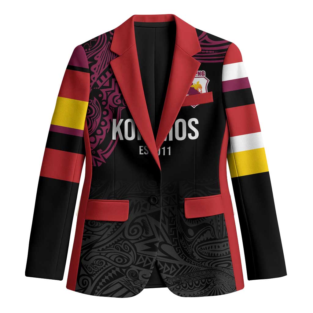 Queensland Papua New Guinea Custom Blazer All Black Pacific PNG Tribal Style - Polynesian Pride