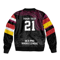 Queensland Papua New Guinea Custom Bomber Jacket All Black Pacific PNG Tribal Style