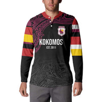 Queensland Papua New Guinea Custom Button Sweatshirt All Black Pacific PNG Tribal Style