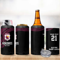 Queensland Papua New Guinea Custom 4 in 1 Can Cooler Tumbler All Black Pacific PNG Tribal Style