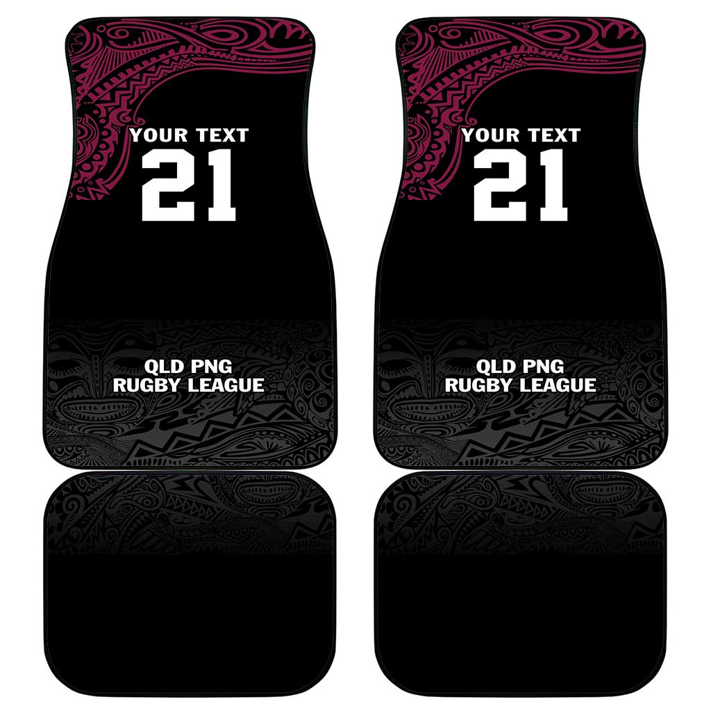 Queensland Papua New Guinea Custom Car Mats All Black Pacific PNG Tribal Style