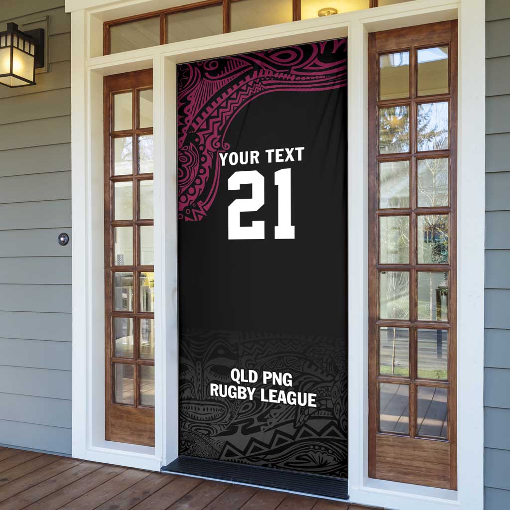 Queensland Papua New Guinea Custom Door Cover All Black Pacific PNG Tribal Style - Polynesian Pride